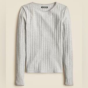 J. Crew Light Gray Pointelle long sleeve Tshirt
